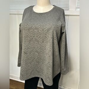 Jane & Delancey 2X Gray Textured Tunic Top Long Sleeve Plus Size